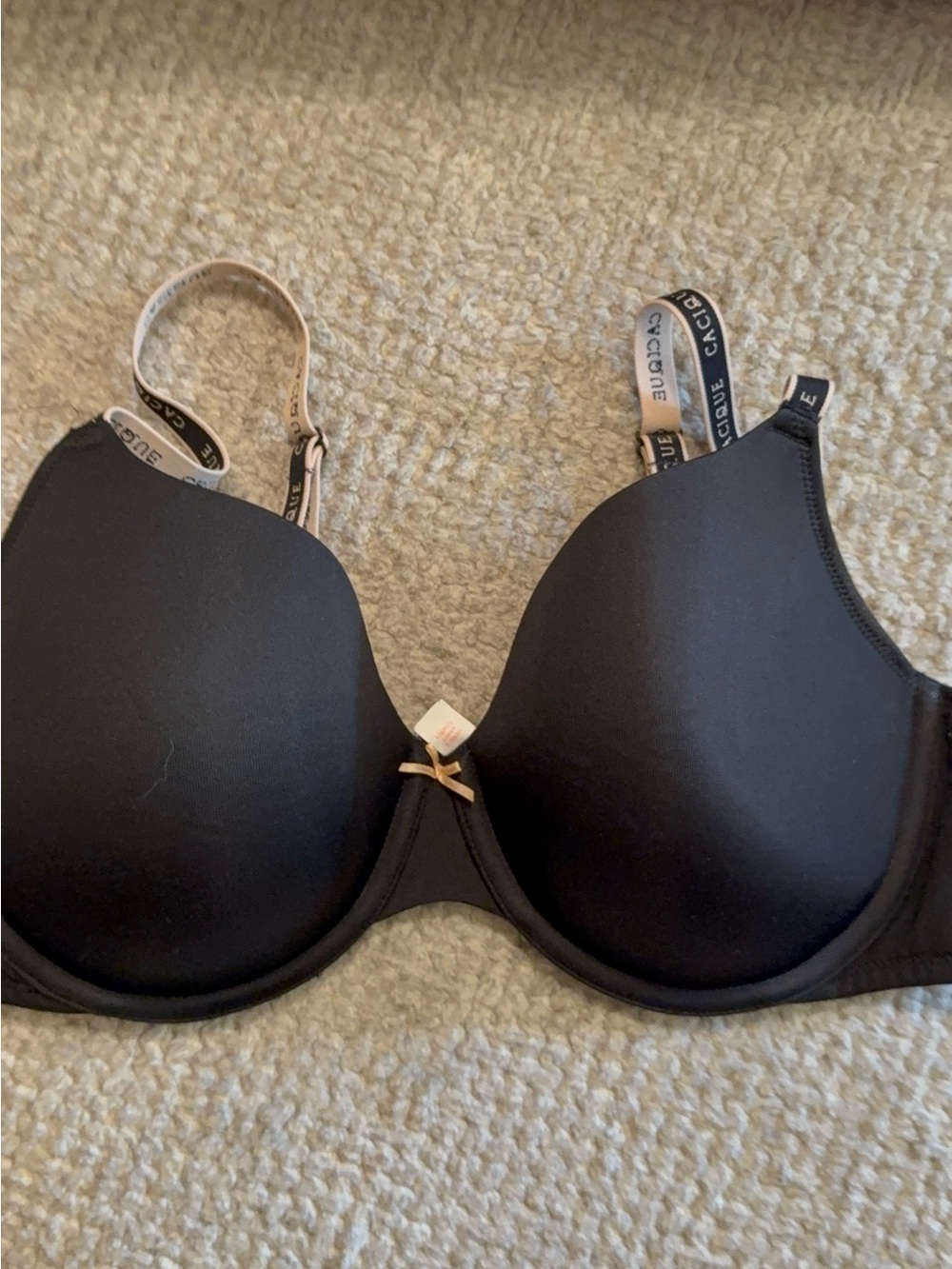 Cacique Black T-Shirt Bra with Branded Straps 44C